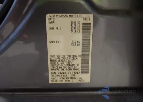 2020 Nissan Altima S Fwd from USA, damaged, VIN 1N4BL4BV8LC155842